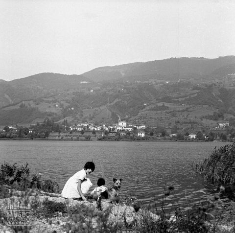 Bambina con cane sulla spiaggia