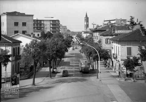 Viale alberato e campanile