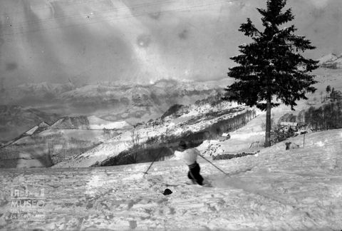 Sciatore in un campo